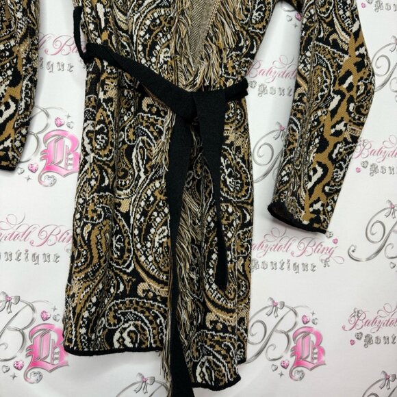Nada Del Riccio cardigan wrap belted belt sweater fringe made in Italy brand new - Picture 8 of 16